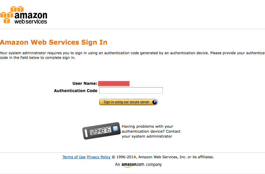 Screen shot of MFA request for IAM account